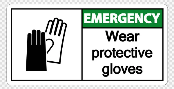Emergency Wear beschermende handschoenen teken op transparante achtergrond, vector illustratie — Stockvector