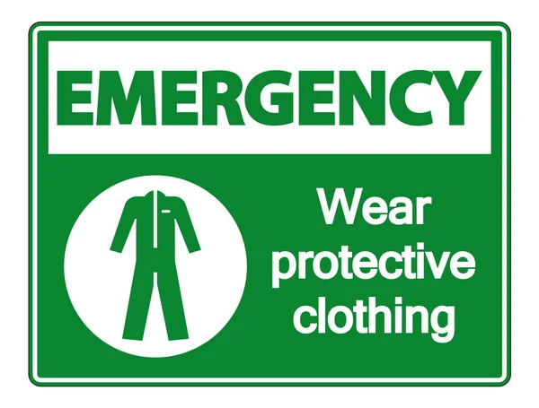 Urgence Porter des vêtements de protection signe sur fond blanc, illustration vectorielle — Image vectorielle