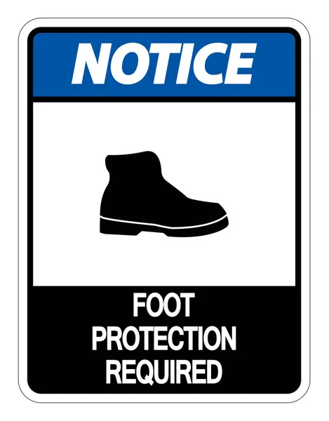Notice Foot Protection Required Wall Sign on white background,vector illustration — Stock Vector