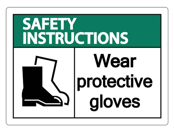 Sicherheitshinweise Schutzschuhe auf transparentem Hintergrund tragen, Vektorabbildung — Stockvektor
