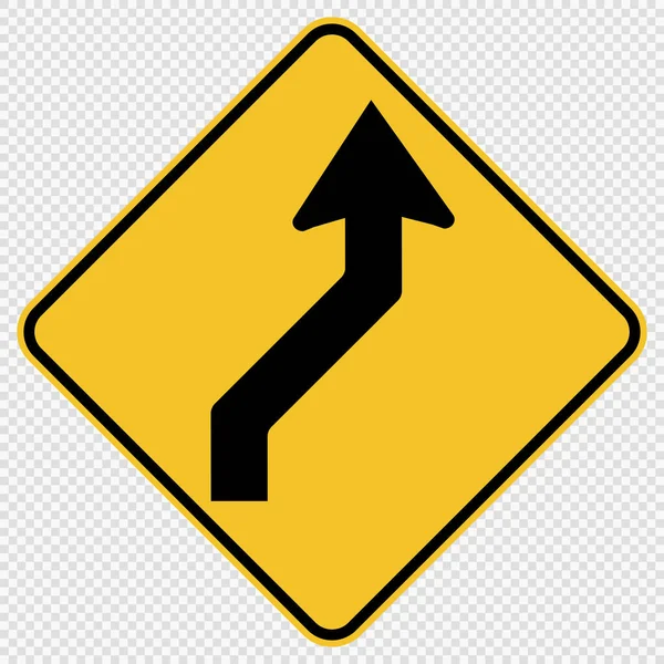 Curved Right Traffic Road Sign on transparent background,vector illustration — Stock Vector