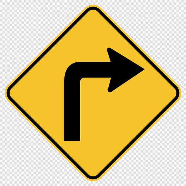 Forduljon jobbra Traffic Road bejelentkezés átlátszó háttér, vektoros illusztráció — Stock Vector