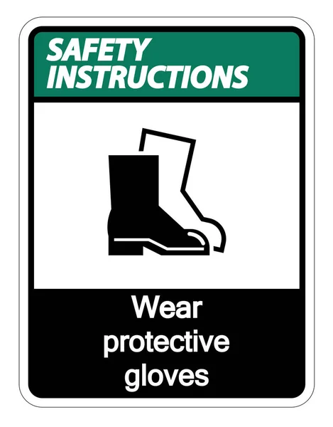 Instructions de sécurité Porter des chaussures de protection signe sur fond transparent, illustration vectorielle — Image vectorielle