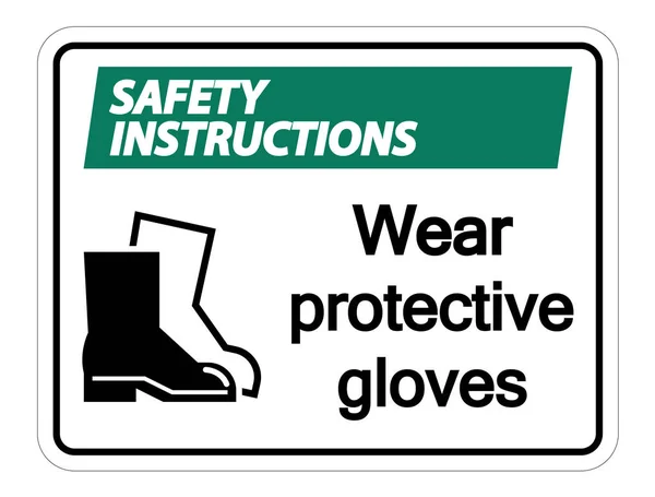 Инструкции по безопасности Носите защитный знак обуви на прозрачном фоне, векторная иллюстрация — стоковый вектор