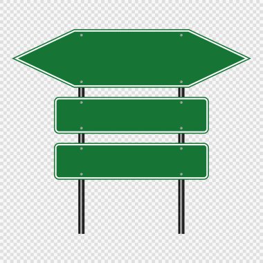 Yeşil trafik işareti, yol panosu işaretleri şeffaf arka planda izole, vektör illüstrasyon EPS 10