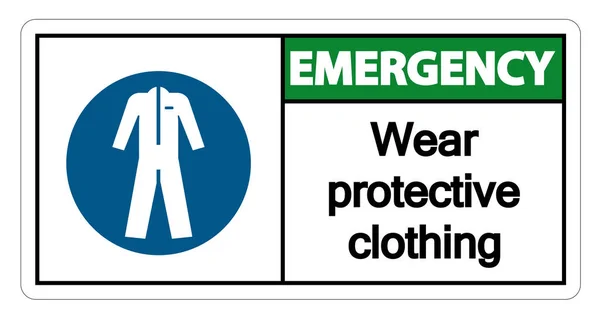 Notfall tragen Schutzkleidung Zeichen auf weißem Hintergrund, Vektorillustration — Stockvektor