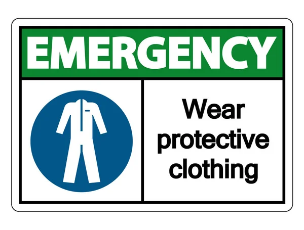 Urgence Porter des vêtements de protection signe sur fond blanc, illustration vectorielle — Image vectorielle