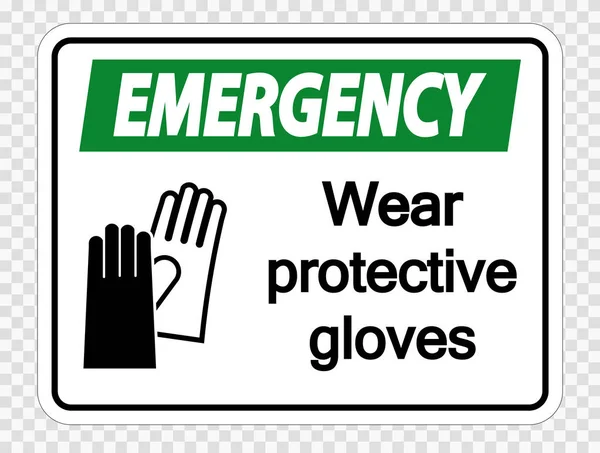 Emergency Wear beschermende handschoenen teken op transparante achtergrond, vector illustratie — Stockvector