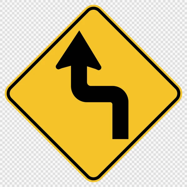 Courbes avant gauche Circulation Road Sign sur fond transparent, illustration vectorielle EPS 10 — Image vectorielle