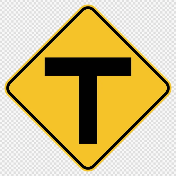 T-Junction Traffic Road Sign on transparent background,vector illustration EPS 10 — Stock Vector