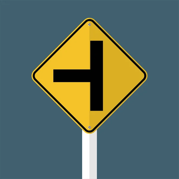 T-Junction verkeer verkeersbord geïsoleerd op grijze hemel achtergrond, vector illustratie EPS 10 — Stockvector