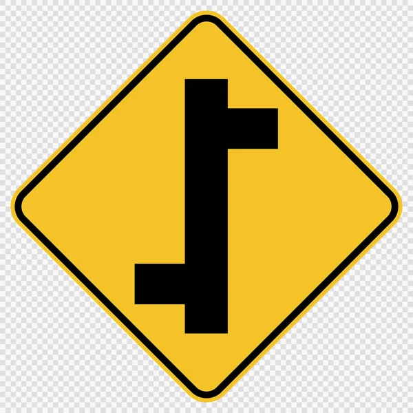 Staggered Junction Traffic Road Sign on transparent background,vector illustration EPS 10 — Stock Vector