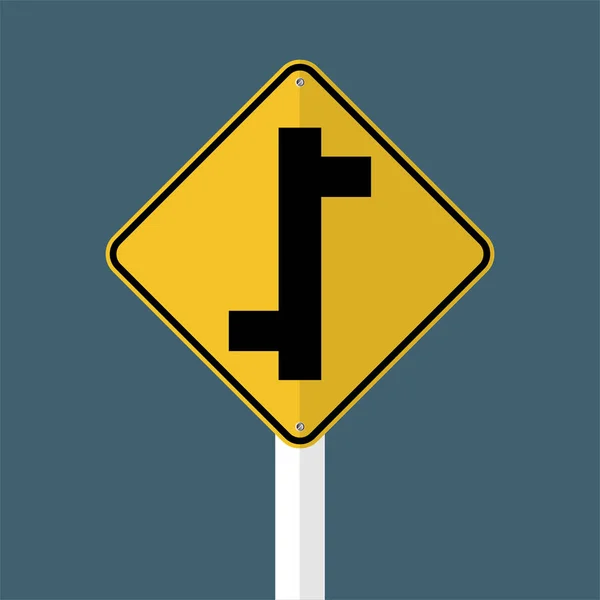 Staggered Junction Traffic Road Sign em fundo transparente, ilustração vetorial EPS 10 — Vetor de Stock