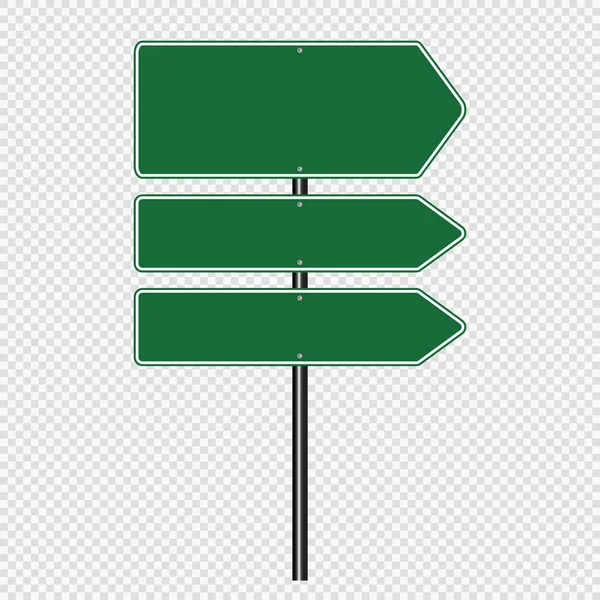 Panneau de signalisation vert, Panneaux routiers isolés sur fond transparent, Illustration vectorielle — Image vectorielle