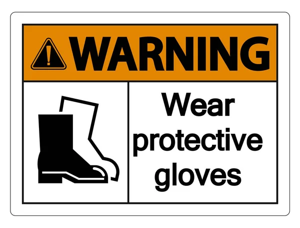 Предупреждение носить защитный знак обуви на прозрачном фоне, векторная иллюстрация — стоковый вектор