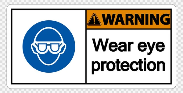 Warning Wear eye protection on transparent background,Vector illustration — Stock Vector