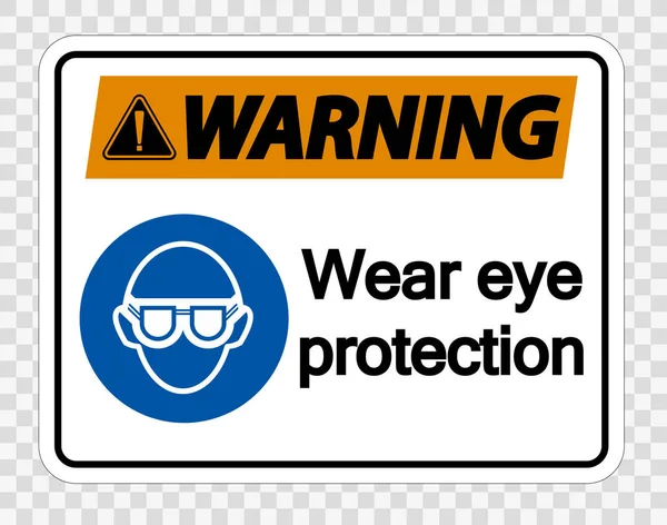 Aviso Use proteção ocular em fundo transparente, ilustração vetorial — Vetor de Stock