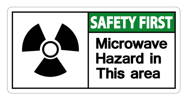 Seguridad primer signo de peligro de microondas sobre fondo blanco, ilustración vectorial — Archivo Imágenes Vectoriales