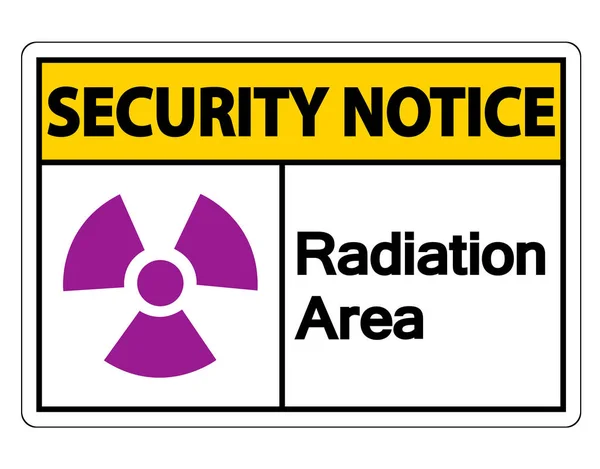 Bezpečnostní oznámení oblast radiace symbol na bílém pozadí, vektorový obrázek — Stockový vektor