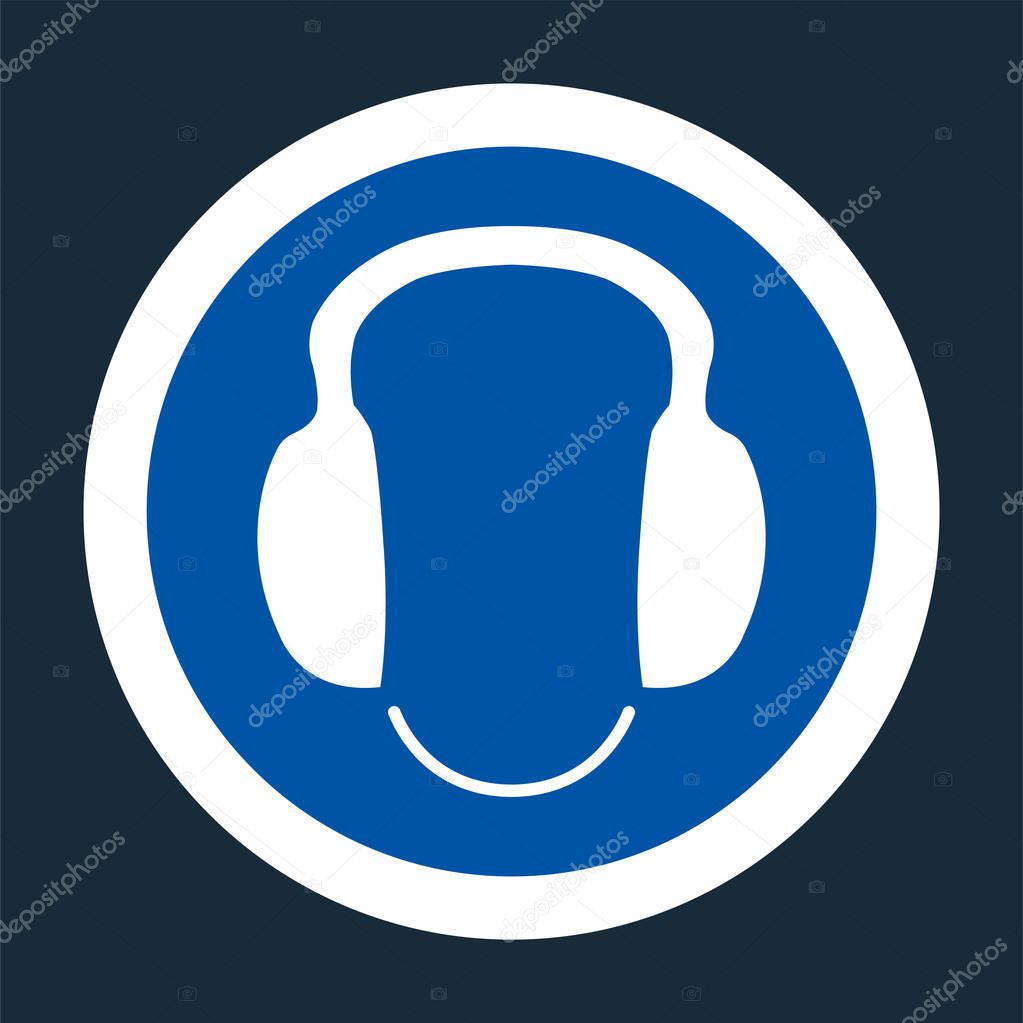 Symbol wear ear protection Sign on black background,Vector illustration