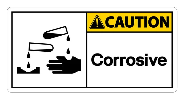 Caution Corrosive Symbol Sign on white background,Vector illustration — Stock Vector