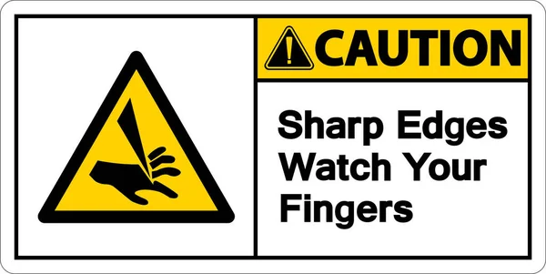 Varning skarpa kanter titta på fingrarna symbol skylt på vit bakgrund, vektor illustration — Stock vektor