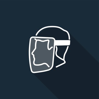 Sembol yüz kalkanı siyah arka planda, vektör illüstrasyon aşınmış olmalıdır