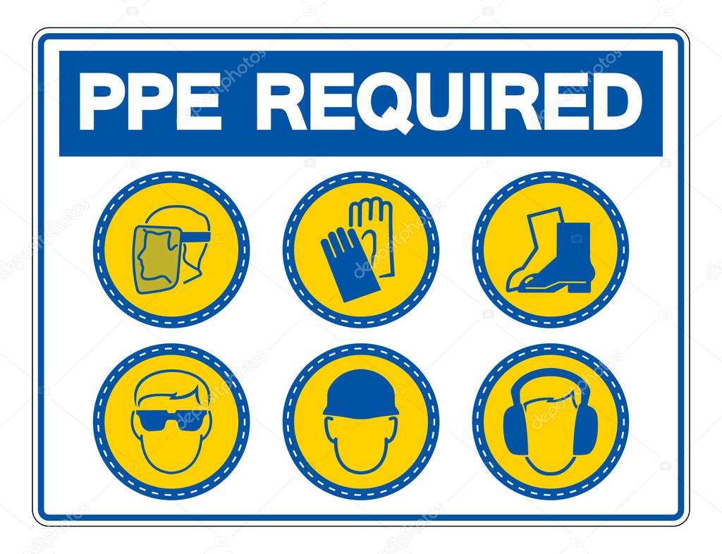 Required Personal Protective Equipment (PPE) Symbol,Safety Icon,Vector llustration
