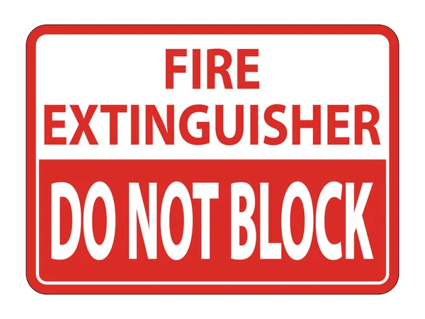 Extintor de incendios No bloquee el cartel sobre fondo blanco, ilustración vectorial — Vector de stock