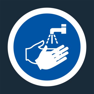 Ppe Icon.Wash Your Hand Symbol Siyah Arka Plan Siyah Arka Plan Üzerinde, Vektör llustration