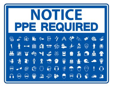 Gerekli Kişisel Koruyucu Ekipman (Ppe) Sembolü, Güvenlik Simgesi, Vektör llustration