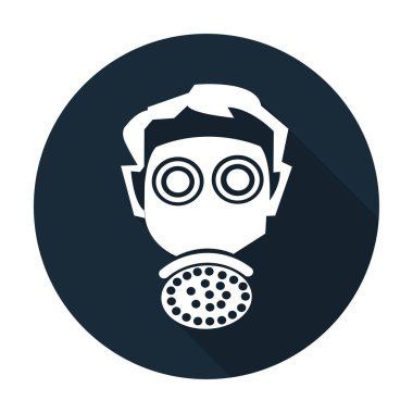 Sembol aşınma respiratör koruması siyah arka plan üzerinde oturum, vektör illüstrasyon 