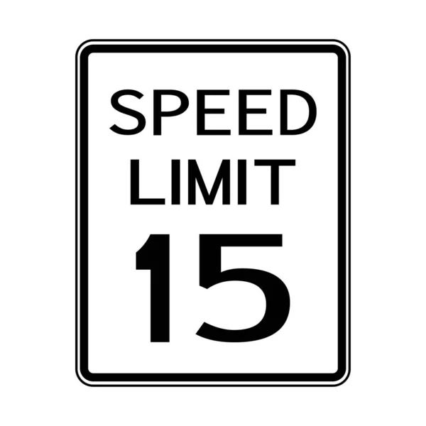 USA Road Traffic Transportation Sign: Speed Limit 15 On White Background — Stock Vector