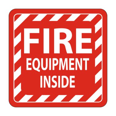 Yangın Ekipmanları Inside Label işareti Beyaz Arka Plan, Vektör İllüstrasyon Üzerinde Izole