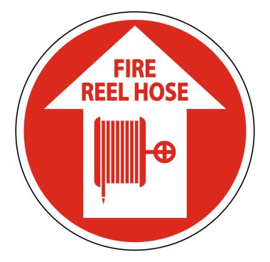 Yangın Makara hortumu Zemin İşareti Beyaz Arka Plan, Vektör İllüstrasyon Üzerinde Izole