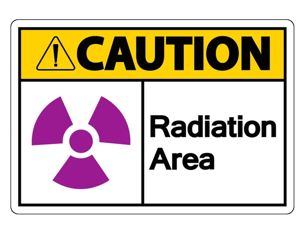 Caution Radiation Area Symbol Sign on white background,Vector illustration — Stock Vector