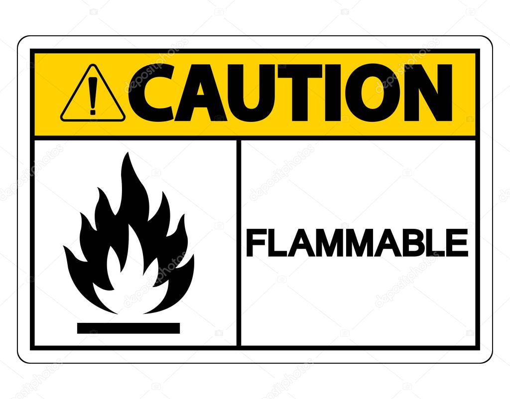 Caution Flammable Symbol Sign Isolate On White Background,Vector Illustration