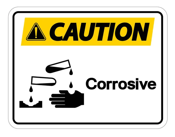 Caution Corrosive Symbol Sign on white background,Vector Illustration — Stock Vector