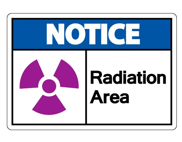 Notice Radiation Area Symbol Sign on white background,Vector Illustration — Stock Vector