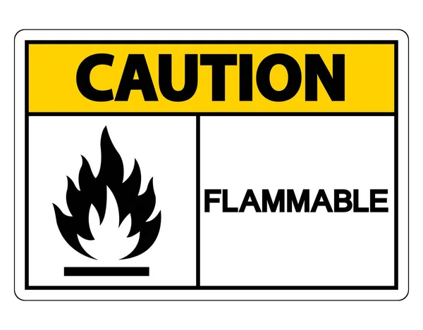 Precaución Signo de símbolo inflamable sobre fondo blanco — Vector de stock