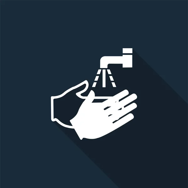 Φύλλο ΜΑΠ Icon. Πλύνετε το σύμβολο του χεριού σας απομόνωμα σε μαύρο φόντο, απεικόνιση διάνυσμα — Διανυσματικό Αρχείο