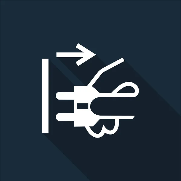 Ppe icon.disconnect Netzstecker von Steckdose Symbol Zeichen isolieren auf schwarzem Hintergrund, Vektor-Illustration — Stockvektor