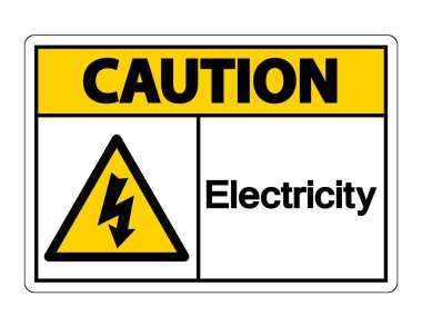 Dikkat Elektrik Sembol İşareti Beyaz Arka Plan,Vektör Çizimi
