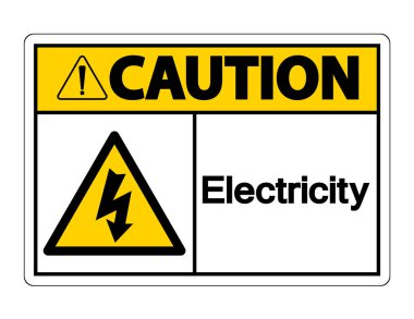Dikkat Elektrik Sembol İşareti Beyaz Arka Plan,Vektör Çizimi
