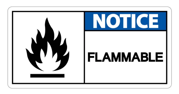 Signo de símbolo inflamable inflamable aislado sobre fondo blanco, ilustración vectorial — Vector de stock