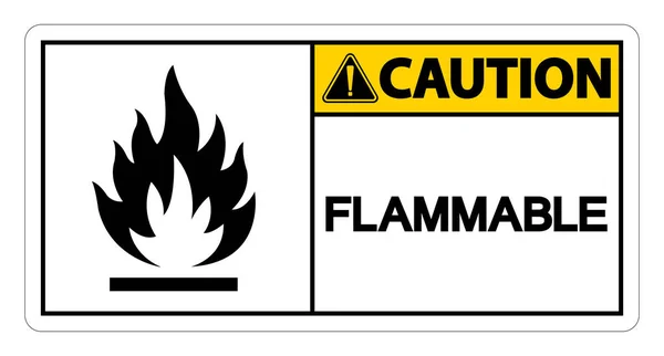 Precaución Flammable Signo de Símbolo Aislar Aislar Sobre Fondo Blanco, Ilustración de Vectores — Vector de stock