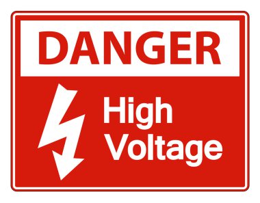 Tehlike yüksek gerilim işareti Beyaz Arka Plan Beyaz Arka Plan Üzerinde İzole, Vektör İllüstrasyon