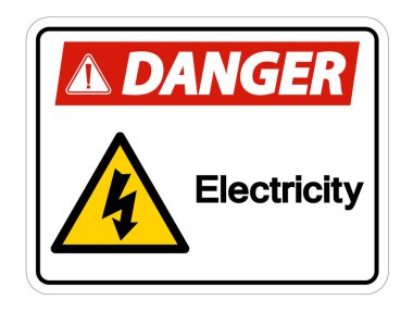 Tehlike Elektrik Sembol Işareti Beyaz Arka Plan, Vektör İllüstrasyon Üzerinde Izole