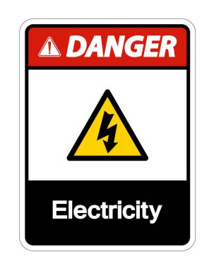 Tehlike Elektrik Sembol Işareti Beyaz Arka Plan, Vektör İllüstrasyon Üzerinde Izole