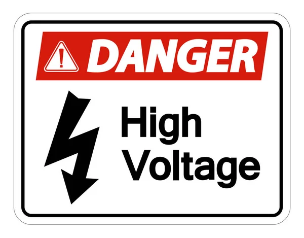 Danger signe de haute tension sur fond blanc isoler sur fond blanc, Illustration vectorielle — Image vectorielle